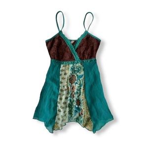 Vintage Y2K HeartSoul Teal Blue Baby Doll Tank Top Small